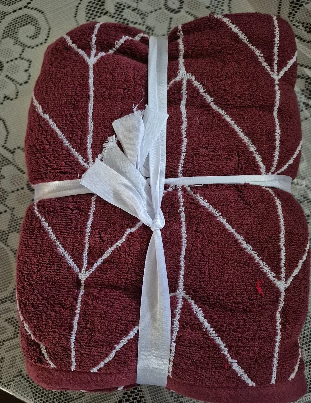 KnightsBridge Burgundy Cotton 6-Piece Towel Set